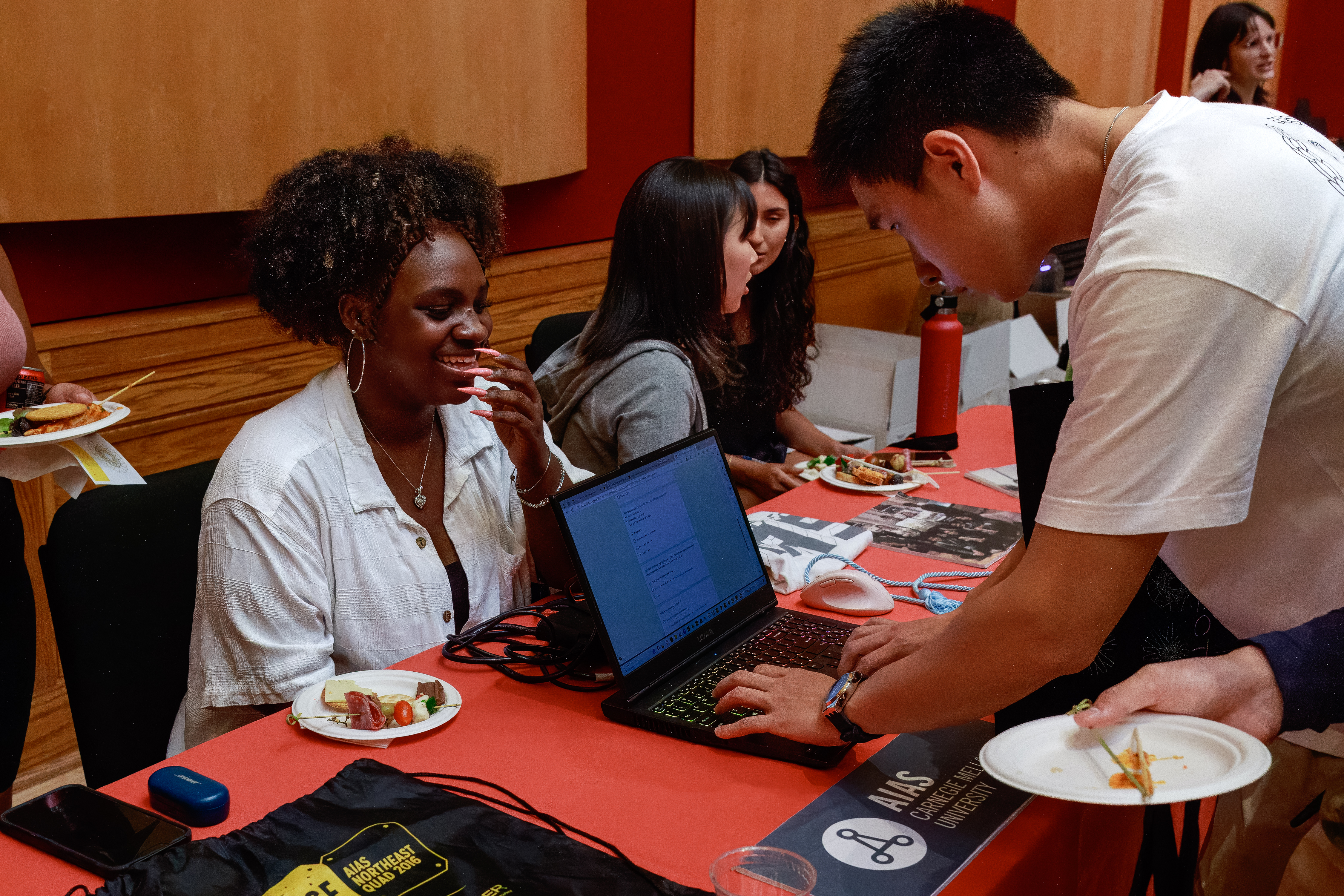 Students from the CMU chapter of AIAS table during the 2023 EX-CHANGE launch event. Credit: Long Q Hong