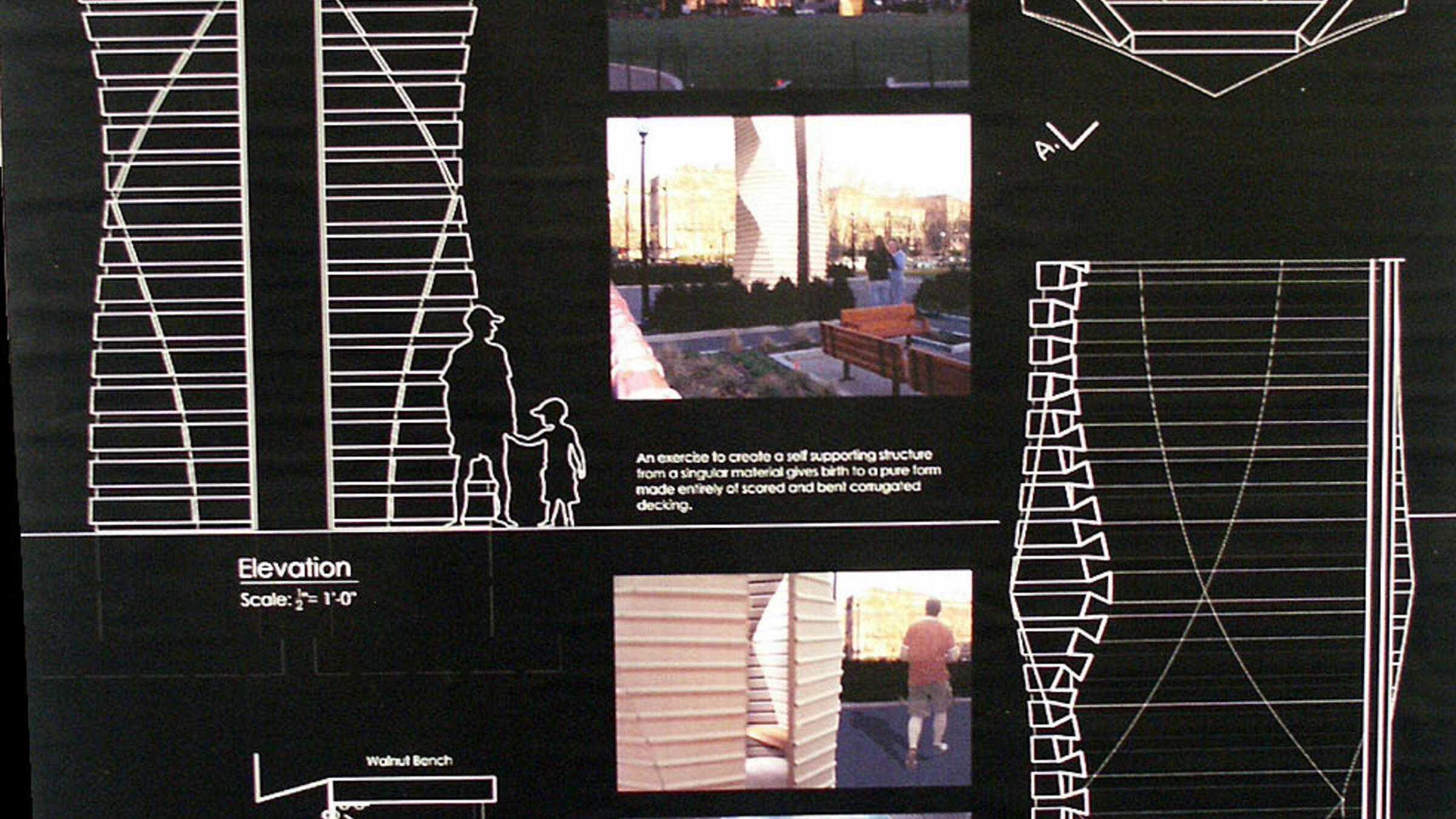 48-305 Advanced Construction Studio Entry from Inaugural Epic Steel Deck Competition. The brief was to design a Folly for Schenley Plaza.