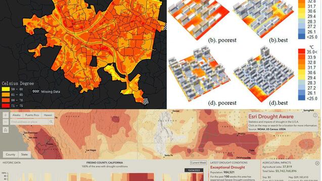 1) Land Surface Temperature Extraction. 2) Outdoor Thermal Comfort Simulation. 3) Dashboard Design (ESRI)