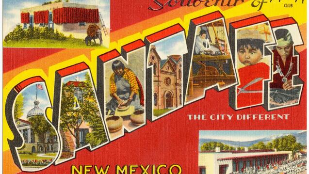 vintage souvenir postcard of Santa Fe, New Mexico