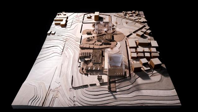 A fine line between intervention and site emphasized through inlay. Model and design by Shray Tripathi for Sarosh Anklesaria’s S23 ASO Studio: Obsolescence.