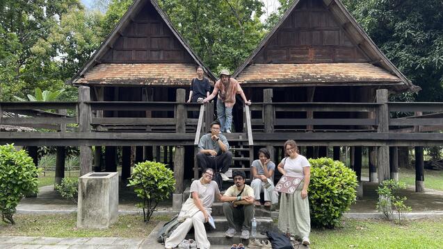 Students in the Common Imaginaries: Urban Playbook for Radical TypoMorphological Formations studio pose in Chiang Mai, Thailand. The studio is conducted by Tommy CheeMou Yang.