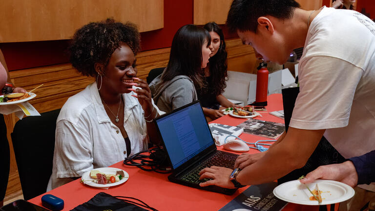 Students from the CMU chapter of AIAS table during the 2023 EX-CHANGE launch event. Credit: Long Q Hong