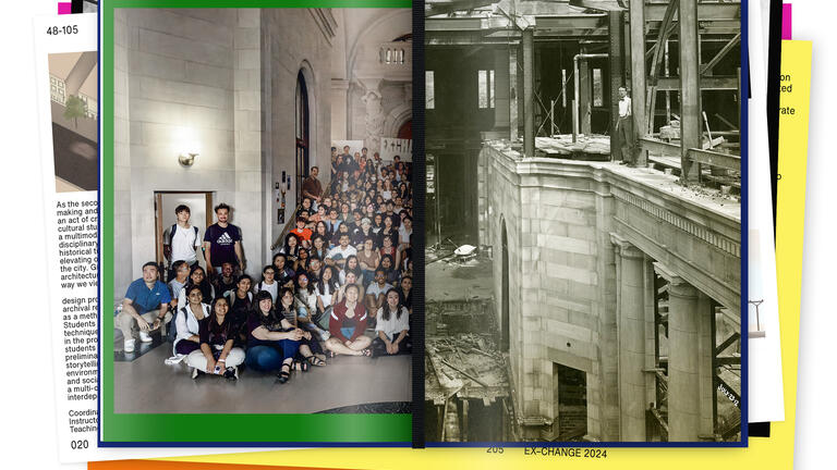 2024 EX-CHANGE banner spread featuring past and present photos of people in the Great Hall