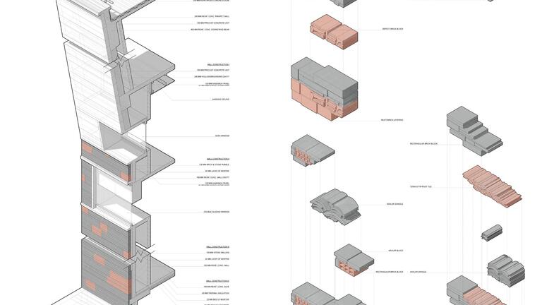 Ningbo Museum, Ningbo, China. Amateur Architecture Studio, 2008. Drawing by Chengming Jia.