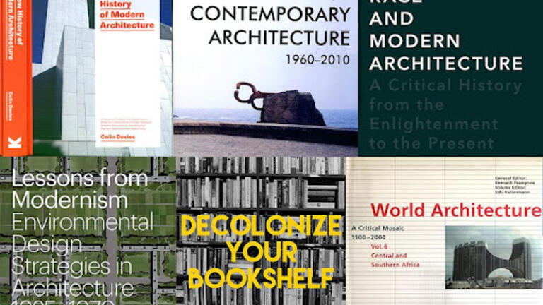 book covers of readings from the course "48-241/48-641: Modern Architecture: History & Theory"