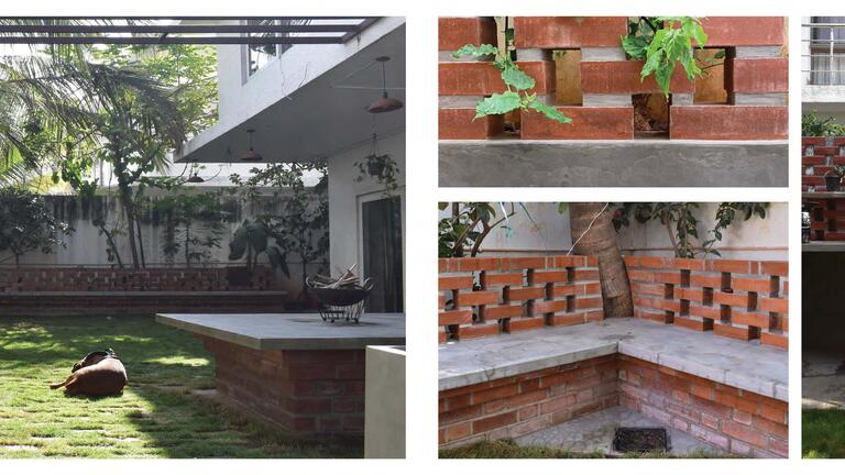 “Fursat,” a design-build backyard renovation in Hyderabad, India, by Neha Chopra (B.Arch ’25) recipient of the 2024 Stewart L. Brown Memorial Scholarship, completed in collaboration with Art Brute, a design studio from Auroville, India.