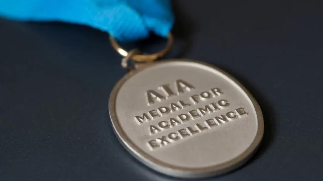 the AIA Medal for Academic Excellence with a blue ribbon